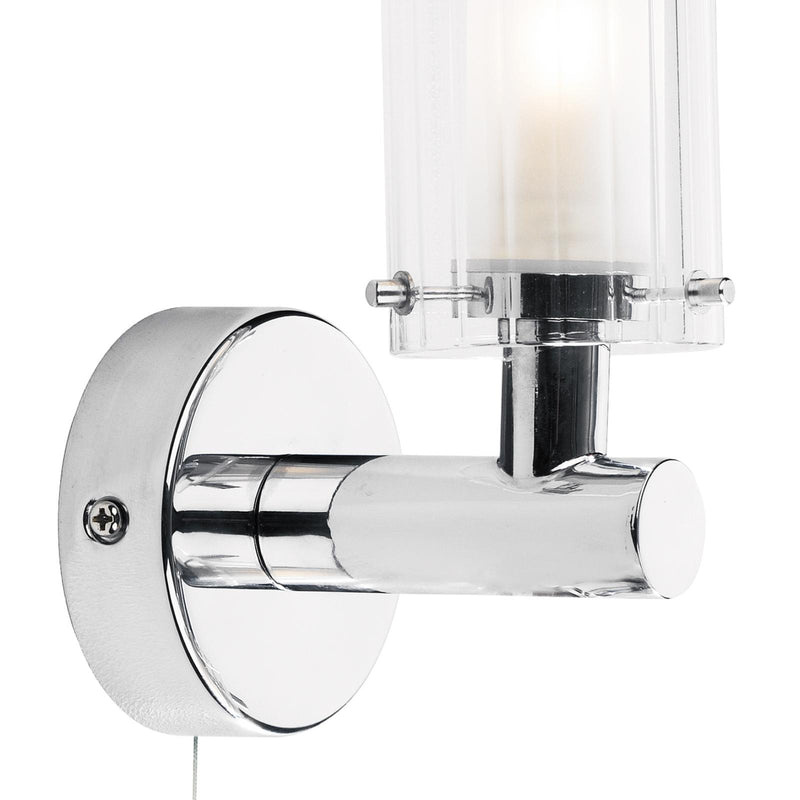 Dar Lighting Elba Bathroom Wall Light Polished Chrome Glass IP44 • ELB0750