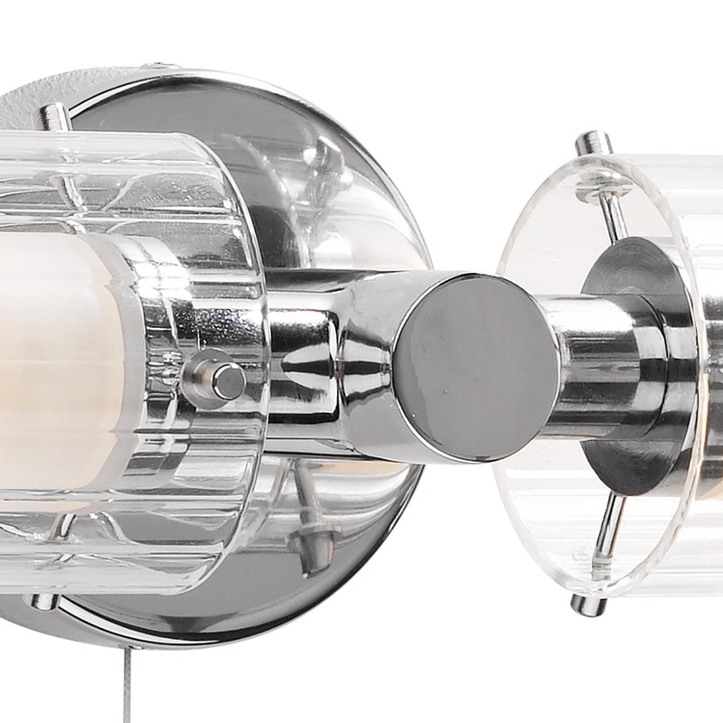 Dar Lighting Elba Bathroom 2 Light Wall Light Polished Chrome Glass IP44 • ELB0950