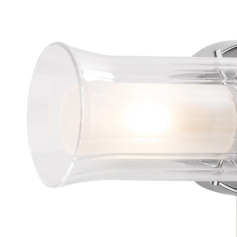 Dar Lighting Elba Bathroom 2 Light Wall Light Polished Chrome Glass IP44 • ELB0950
