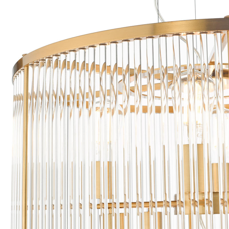 Dar Lighting Eleanor 15 Light Chandelier Natural Brass Glass • ELE1535