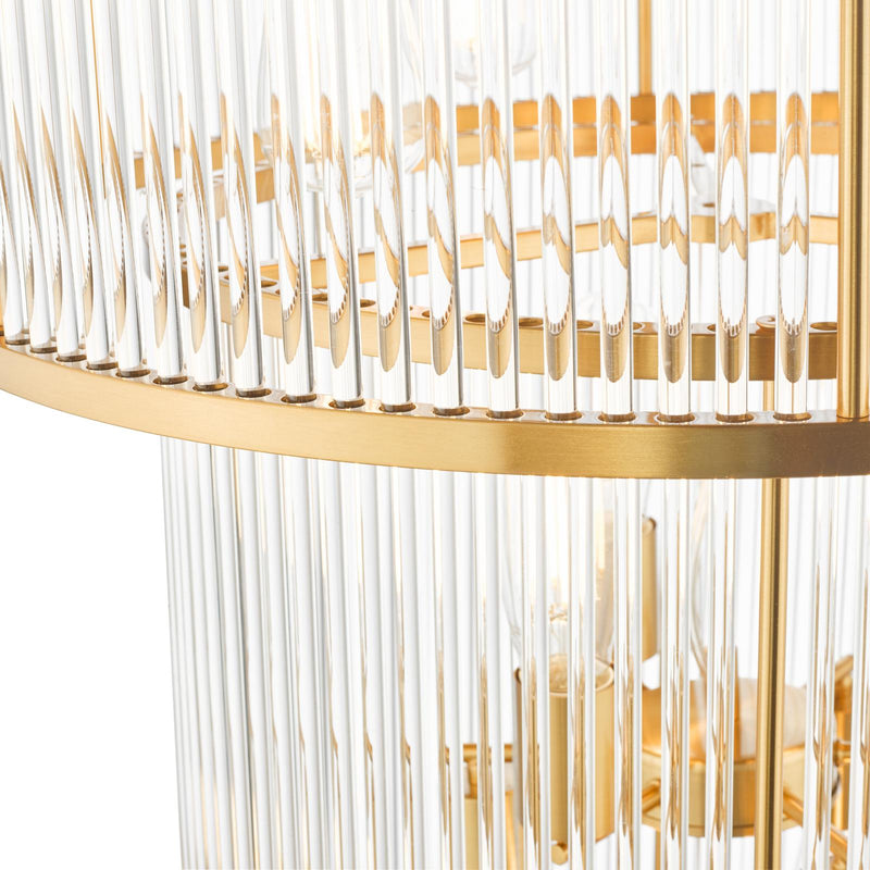 Dar Lighting Eleanor 15 Light Chandelier Natural Brass Glass • ELE1535