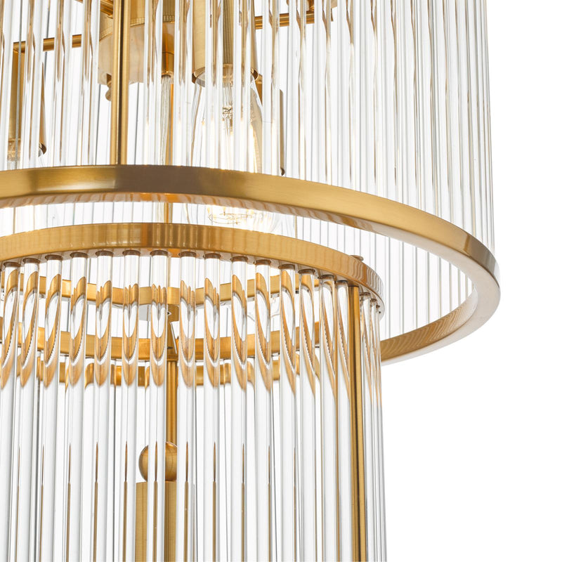 Dar Lighting Eleanor 15 Light Chandelier Natural Brass Glass • ELE1535