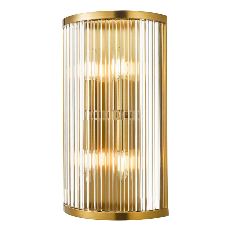 Dar Lighting Eleanor 4 Light Wall Light Natural Brass Glass • ELE3035