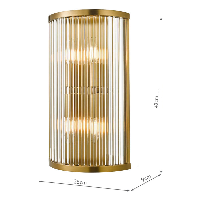 Dar Lighting Eleanor 4 Light Wall Light Natural Brass Glass • ELE3035