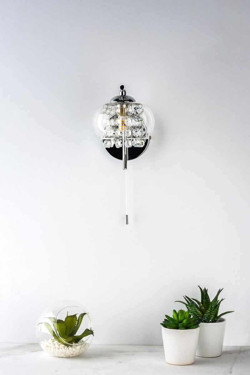 Dar Lighting Elma Wall Light Polished Chrome & Glass • ELM0750