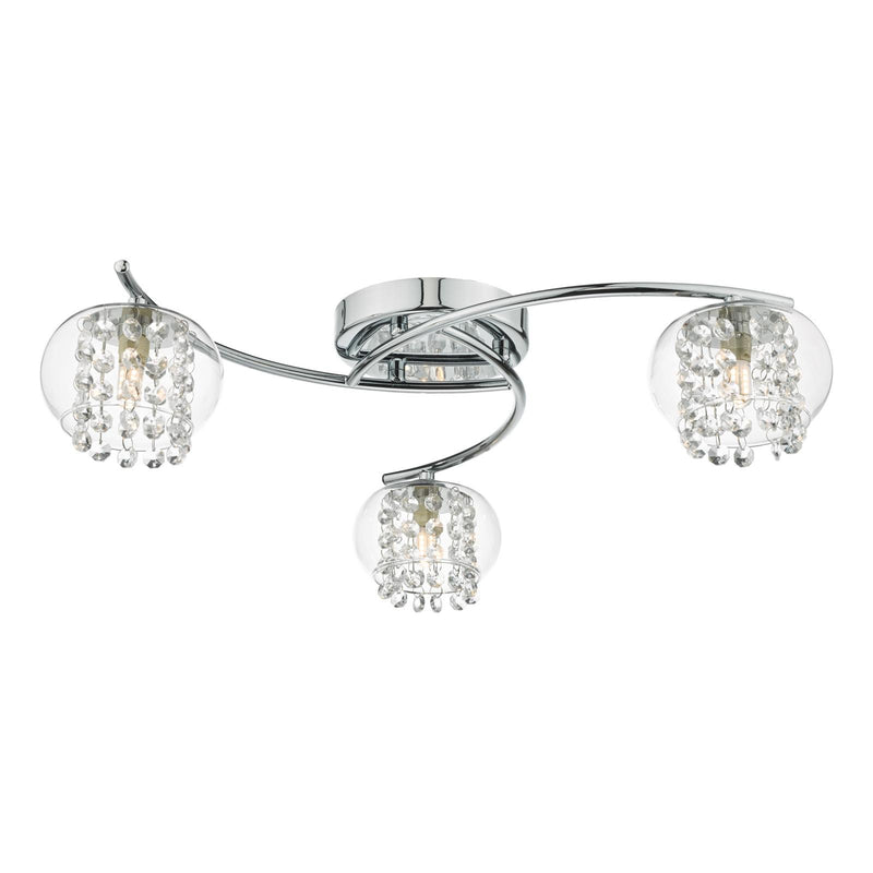 Dar Lighting Elma 3 Light Semi Flush Polished Chrome Glass • ELM5350