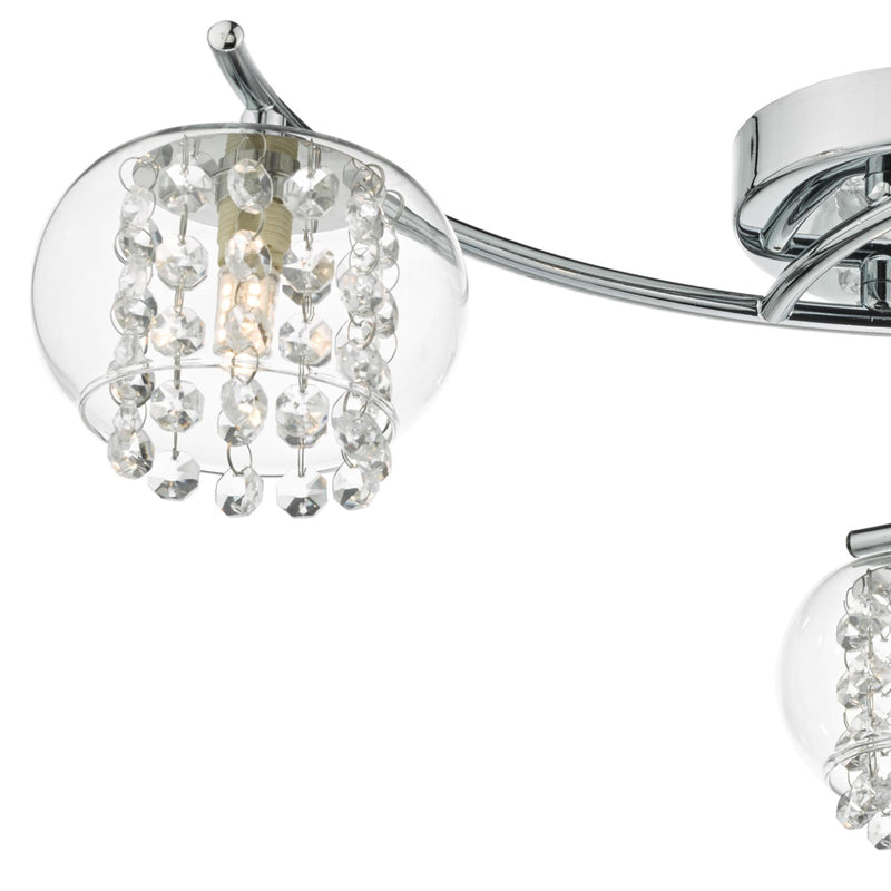 Dar Lighting Elma 3 Light Semi Flush Polished Chrome Glass • ELM5350