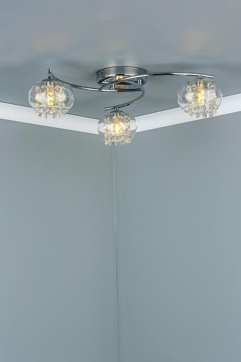Dar Lighting Elma 3 Light Semi Flush Polished Chrome Glass • ELM5350