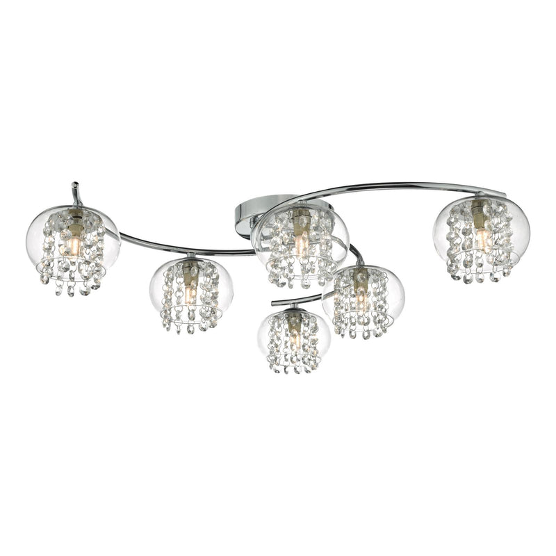 Dar Lighting Elma 6lt Semi Flush Polished Chrome & Crystal • ELM6450