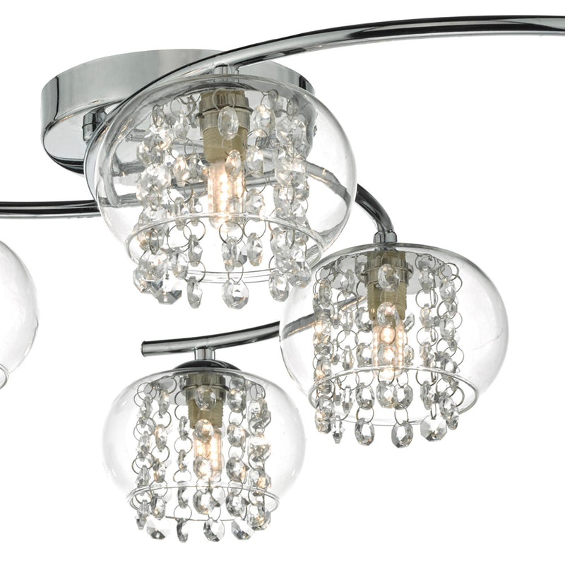 Dar Lighting Elma 6lt Semi Flush Polished Chrome & Crystal • ELM6450