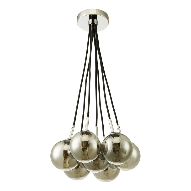 Dar Lighting Elpis 7 Light Cluster Pendant Polished Chrome With Smoked Glass • ELP342-01