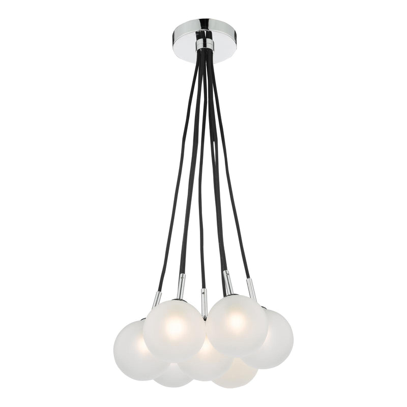 Dar Lighting Elpis 7 Light Cluster Pendant Polished Chrome With Opal Glass • ELP342-02