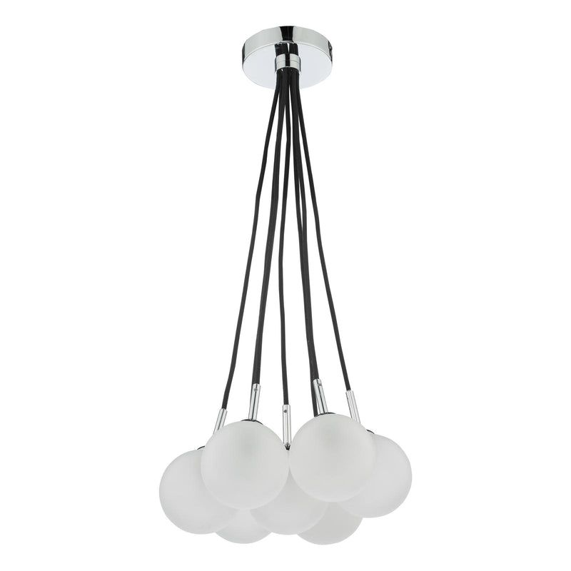 Dar Lighting Elpis 7 Light Cluster Pendant Polished Chrome With Opal Glass • ELP342-02