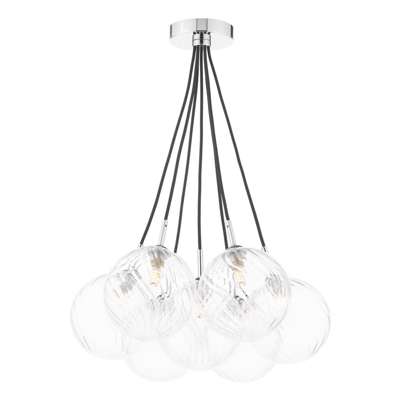 Dar Lighting Elpis 7 Light Cluster Pendant Polished Chrome With Closed Glass • ELP342-22