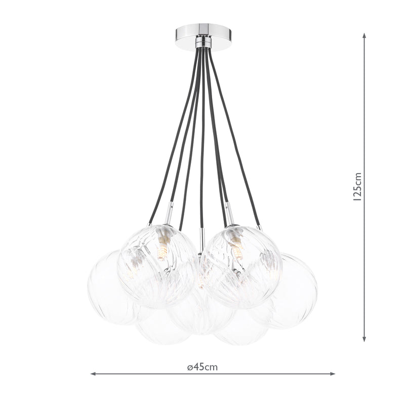 Dar Lighting Elpis 7 Light Cluster Pendant Polished Chrome With Closed Glass • ELP342-22