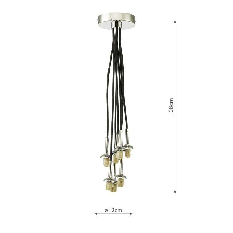Dar Lighting Elpis 7 Light Cluster Pendant Polished Chrome Frame Only • ELP342-F