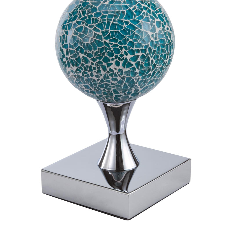 Dar Lighting Elsa Table Lamp Polished Chrome Blue Mosaic With Shade • ELS4223