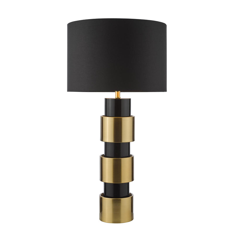 Dar Lighting Elwyn Table Lamp Satin Gold and Satin Black With Shade • ELW4254