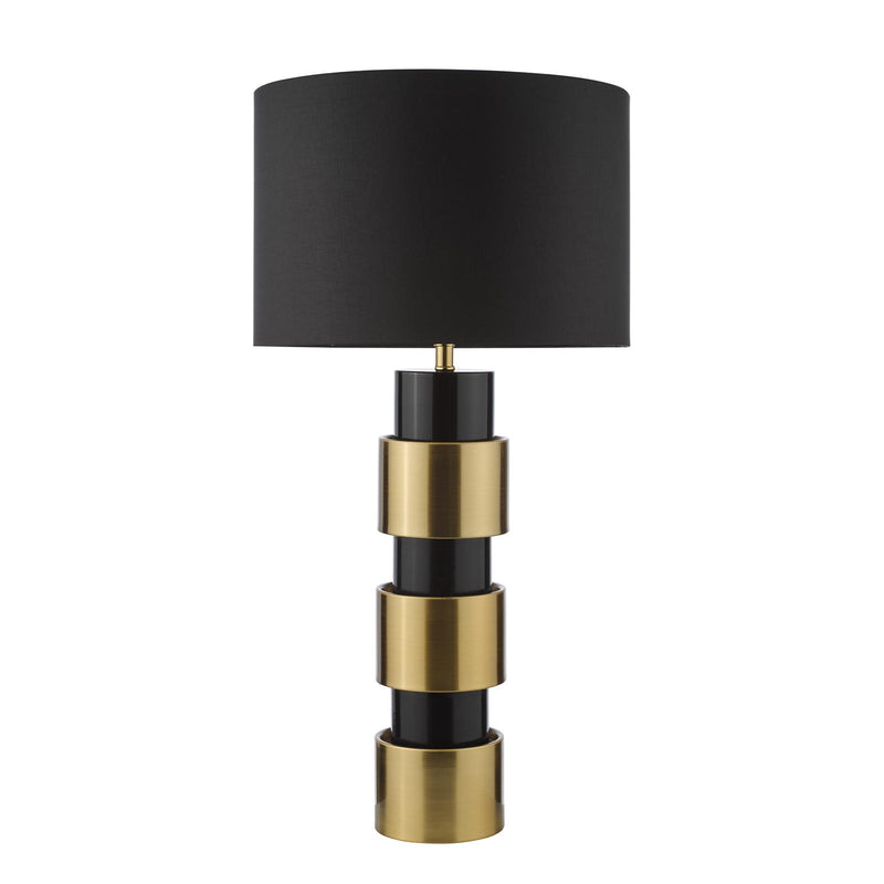 Dar Lighting Elwyn Table Lamp Satin Gold and Satin Black With Shade • ELW4254