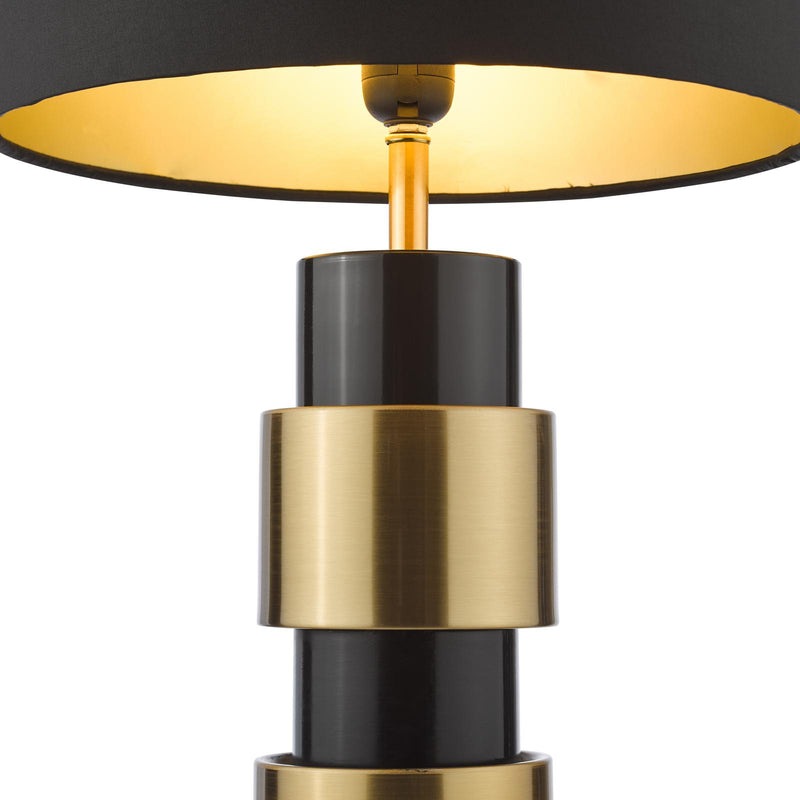 Dar Lighting Elwyn Table Lamp Satin Gold and Satin Black With Shade • ELW4254