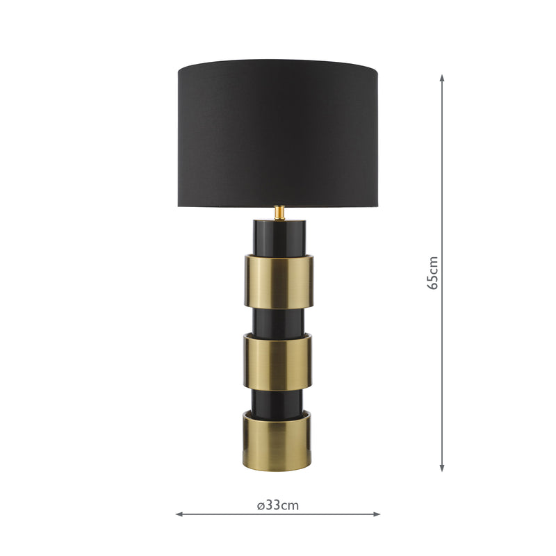 Dar Lighting Elwyn Table Lamp Satin Gold and Satin Black With Shade • ELW4254
