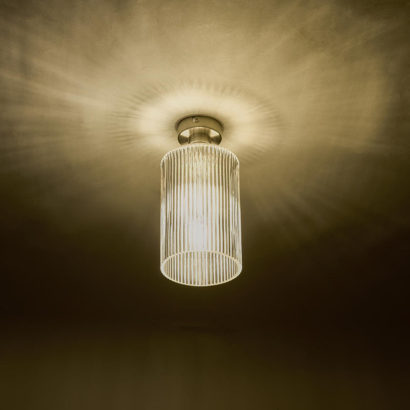 Dar Lighting Emerson Semi Flush Antique Chrome Cylinder Ribbed Glass  • EME4861-E01