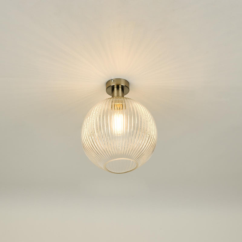 Dar Lighting Emerson Semi Flush Antique Chrome Round Ribbed Glass  • EME4861-E02