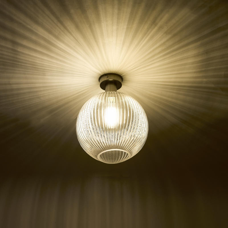 Dar Lighting Emerson Semi Flush Antique Chrome Round Ribbed Glass  • EME4861-E02