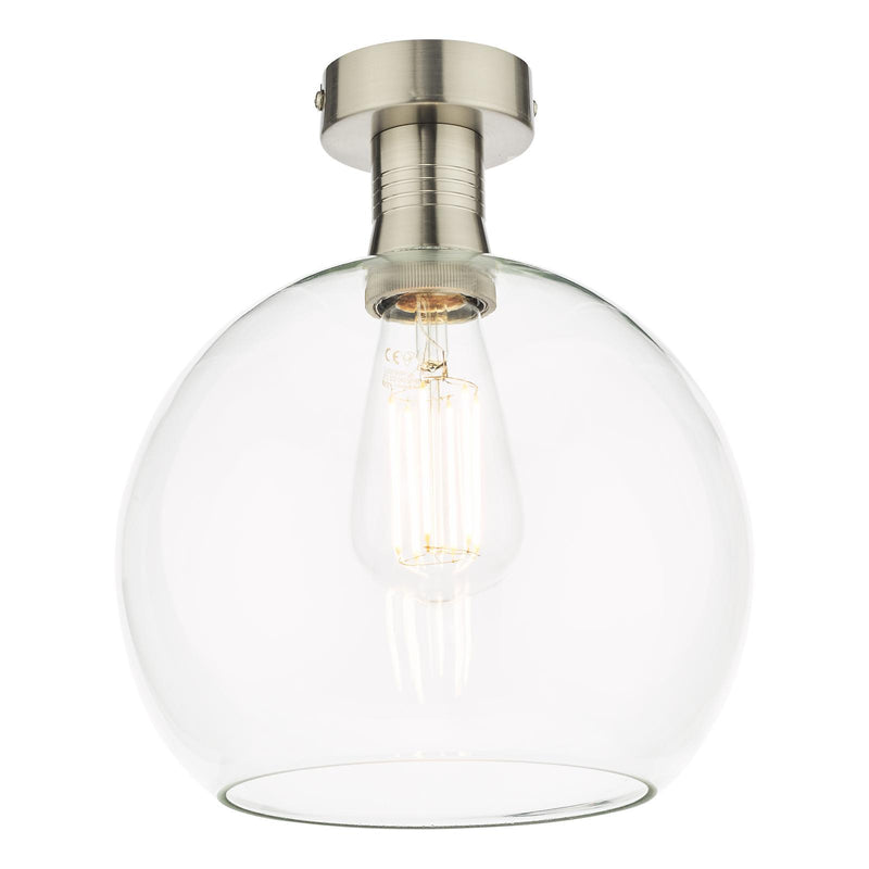 Dar Lighting Emerson Semi Flush Antique Chrome Round Clear Glass  • EME4861-E03