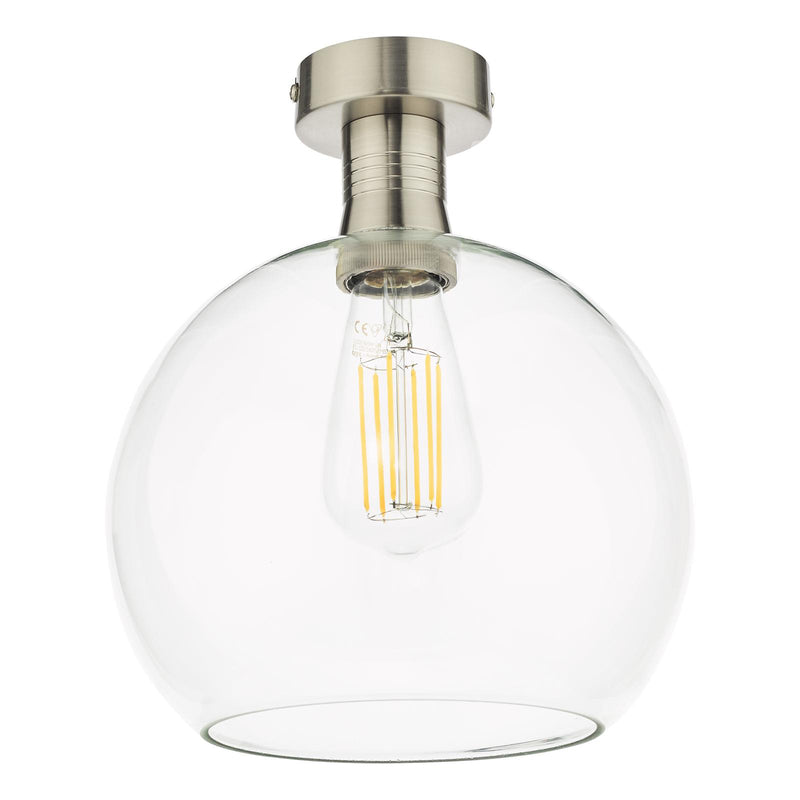 Dar Lighting Emerson Semi Flush Antique Chrome Round Clear Glass  • EME4861-E03