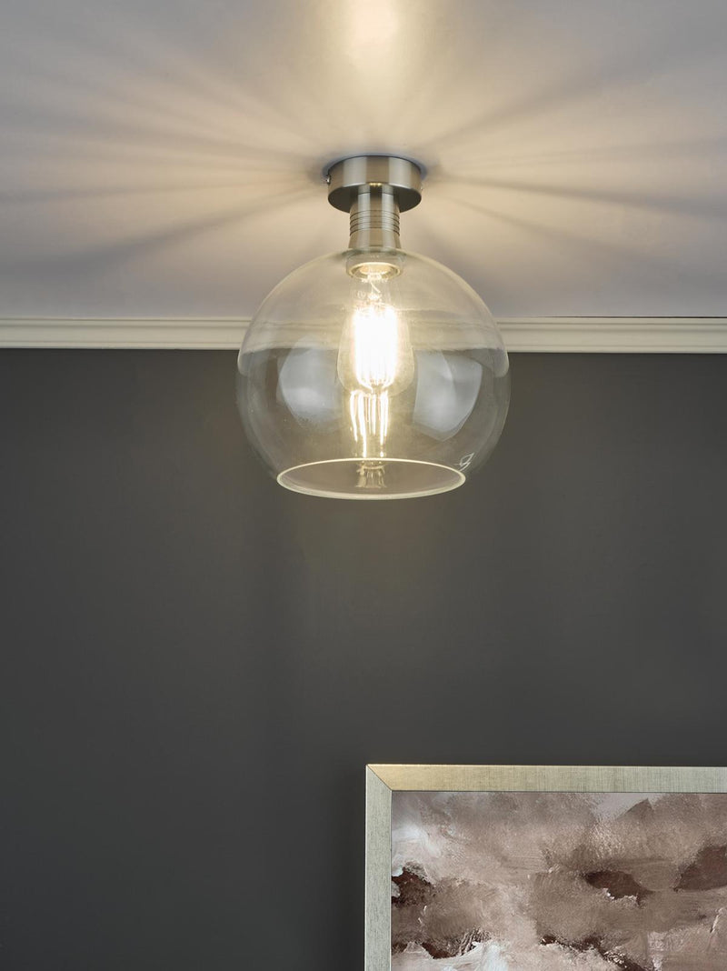 Dar Lighting Emerson Semi Flush Antique Chrome Round Clear Glass  • EME4861-E03