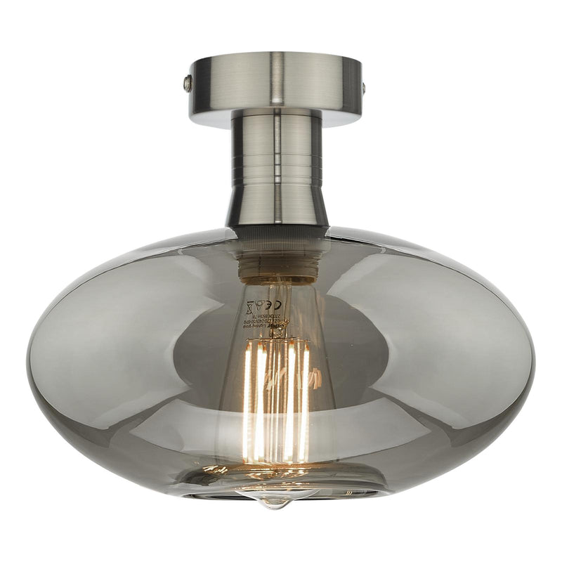 Dar Lighting Emerson Semi Flush Antique Chrome Smoked Glass  • EME4861-E04