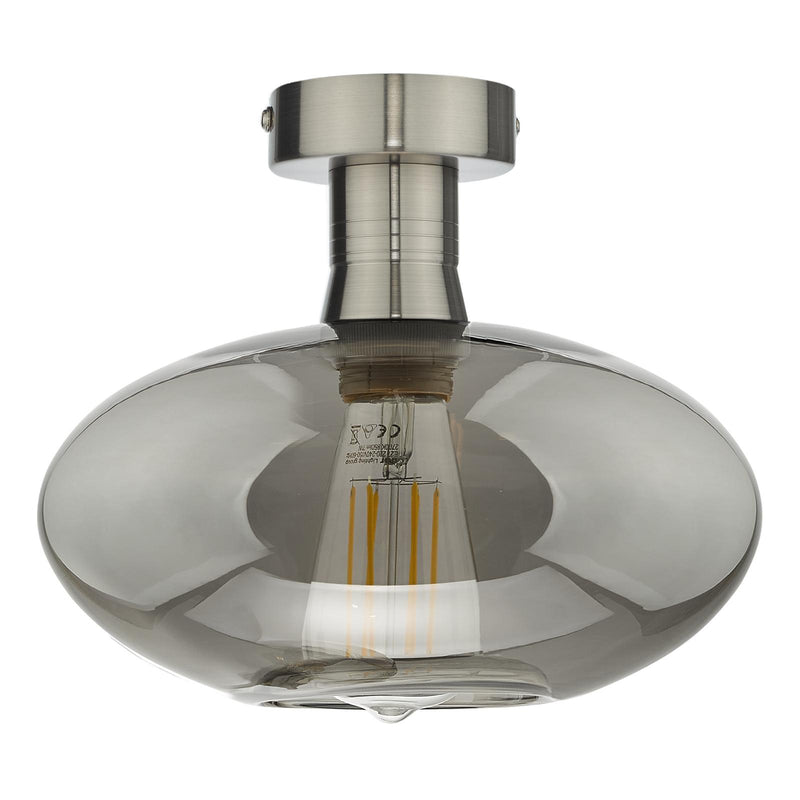 Dar Lighting Emerson Semi Flush Antique Chrome Smoked Glass  • EME4861-E04