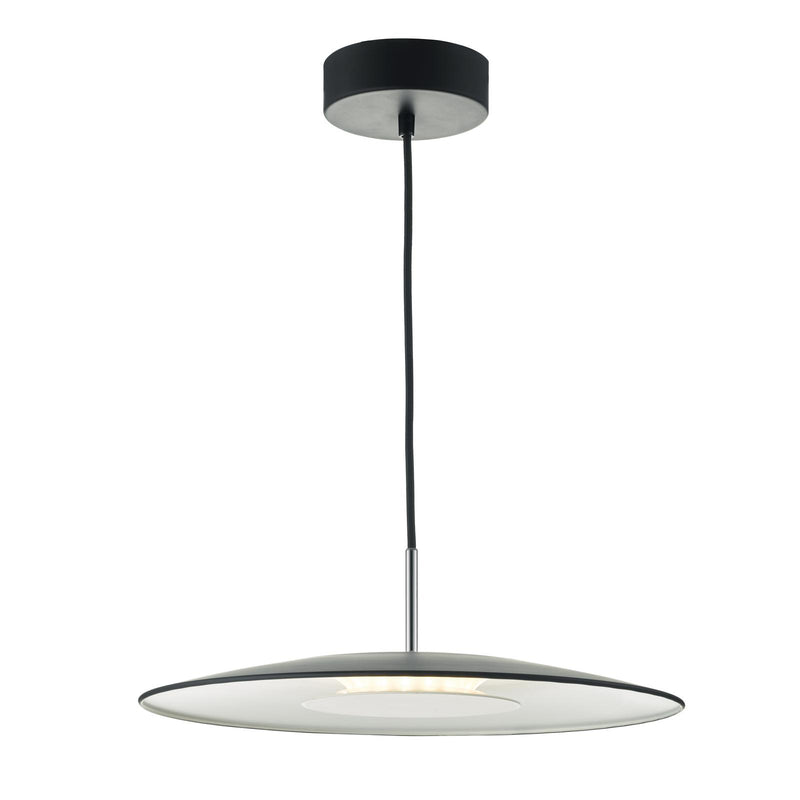 Dar Lighting Enoch Pendant Matt Black & Stainless Steel LED • ENO0122