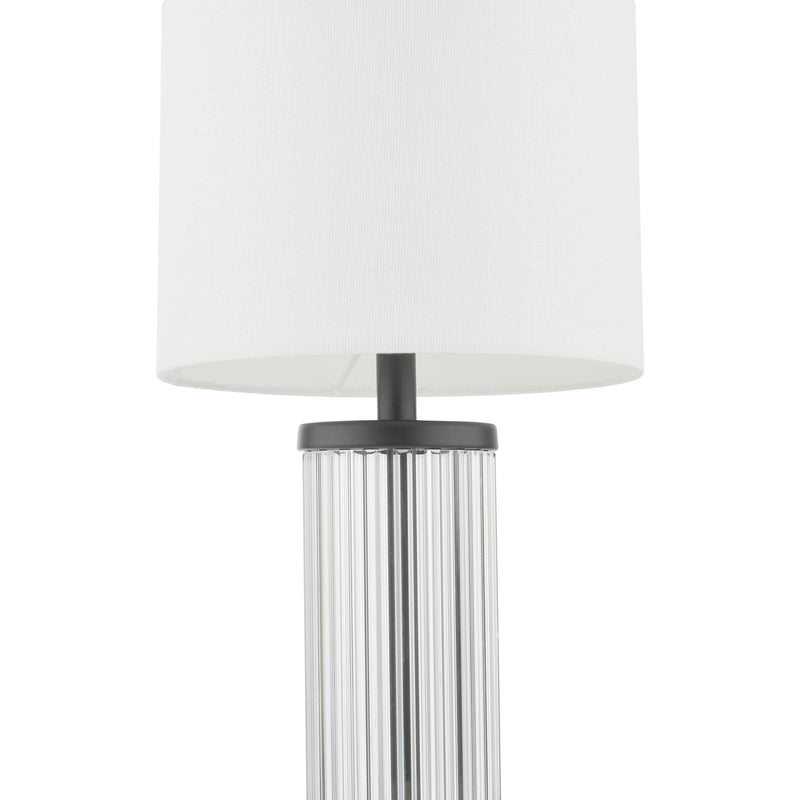 Dar Lighting Enrico Rechargeable Table Lamp Satin Black and Glass With Shade LED • ENR4122