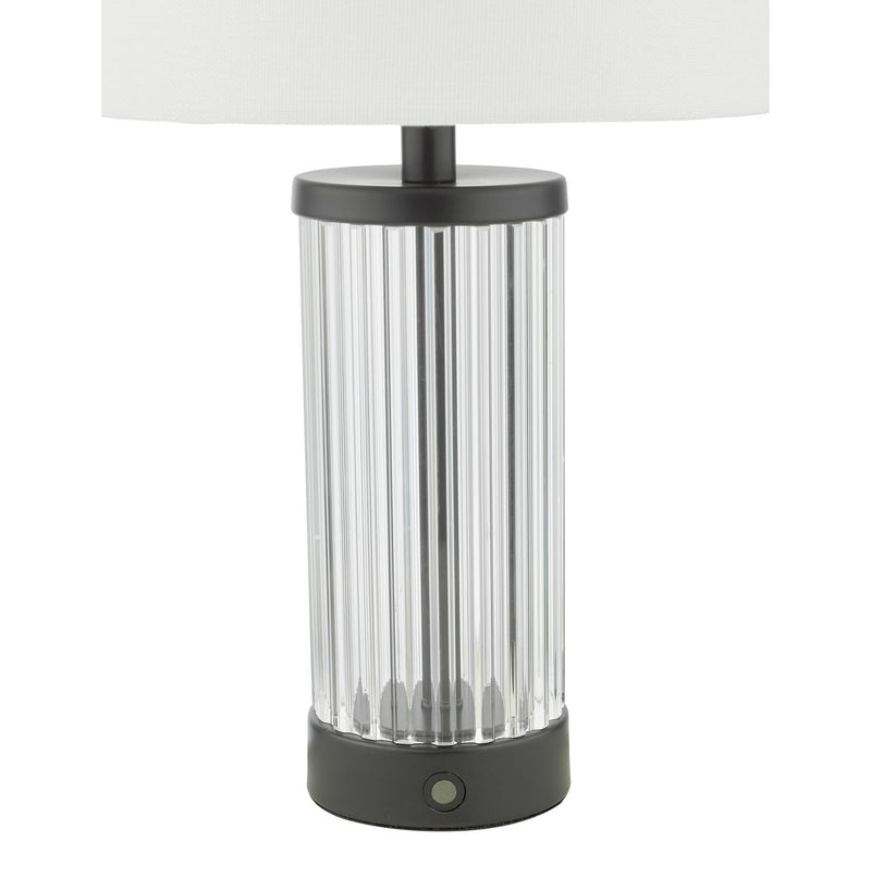 Dar Lighting Enrico Rechargeable Table Lamp Satin Black and Glass With Shade LED • ENR4122