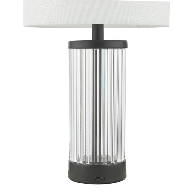 Dar Lighting Enrico Rechargeable Table Lamp Satin Black and Glass With Shade LED • ENR4122
