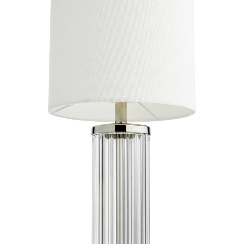 Dar Lighting Enrico Rechargeable Table Lamp Polished Nickel and Glass With Shade LED • ENR4138