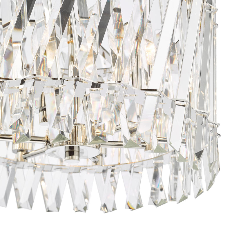 Dar Lighting Entwine 6 Light Pendant Polished Nickel and Crystal • ENT0638