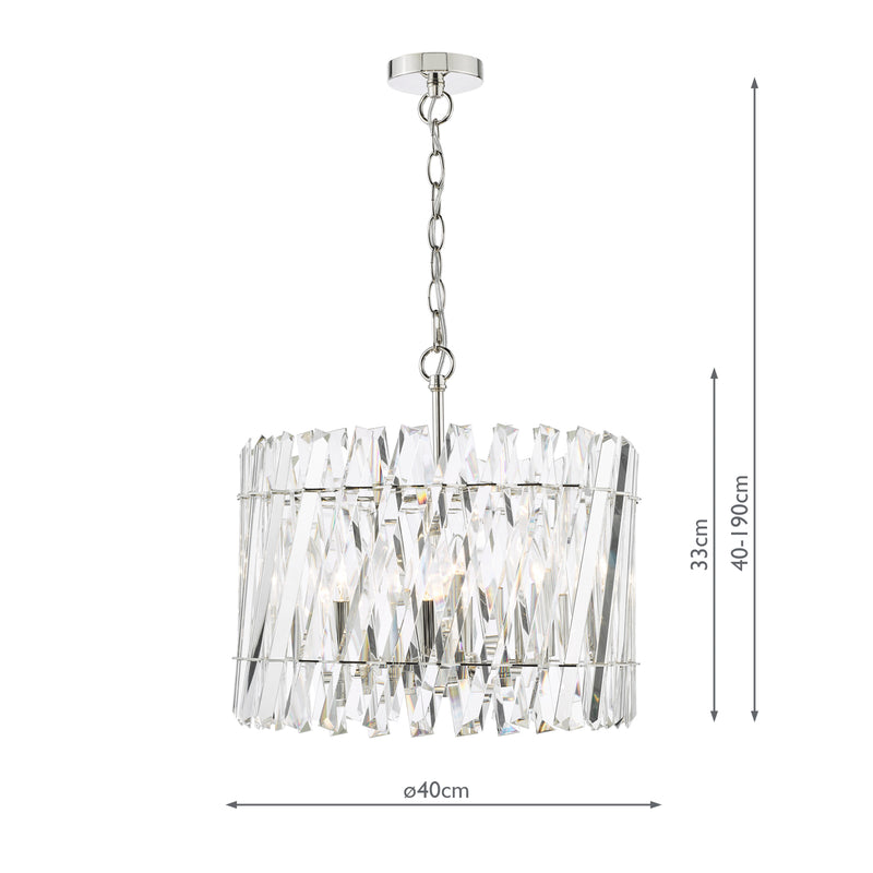Dar Lighting Entwine 6 Light Pendant Polished Nickel and Crystal • ENT0638