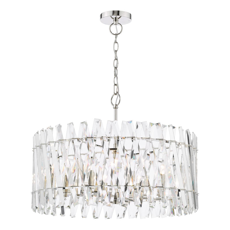 Dar Lighting Entwine 8 Light Pendant Polished Nickel and Crystal • ENT0838