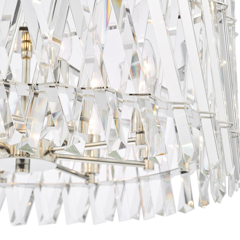 Dar Lighting Entwine 8 Light Pendant Polished Nickel and Crystal • ENT0838