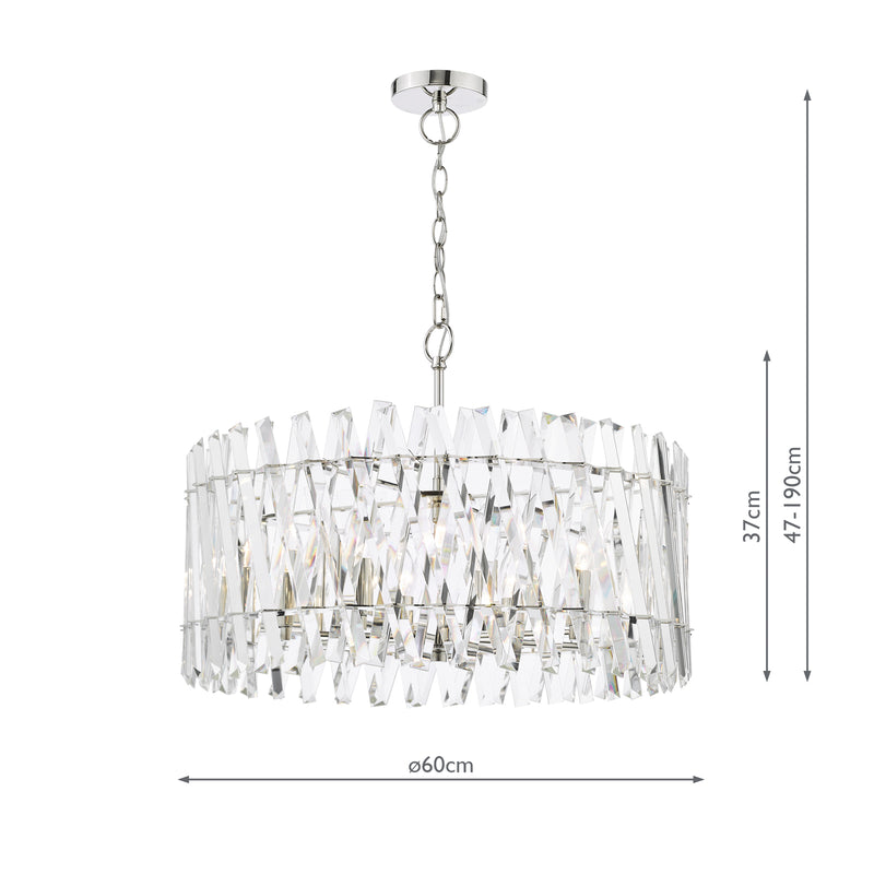 Dar Lighting Entwine 8 Light Pendant Polished Nickel and Crystal • ENT0838