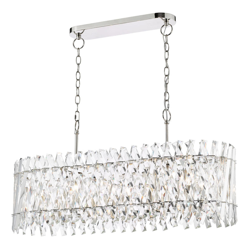 Dar Lighting Entwine 10 Light Bar Pendant Polished Nickel and Crystal • ENT2338