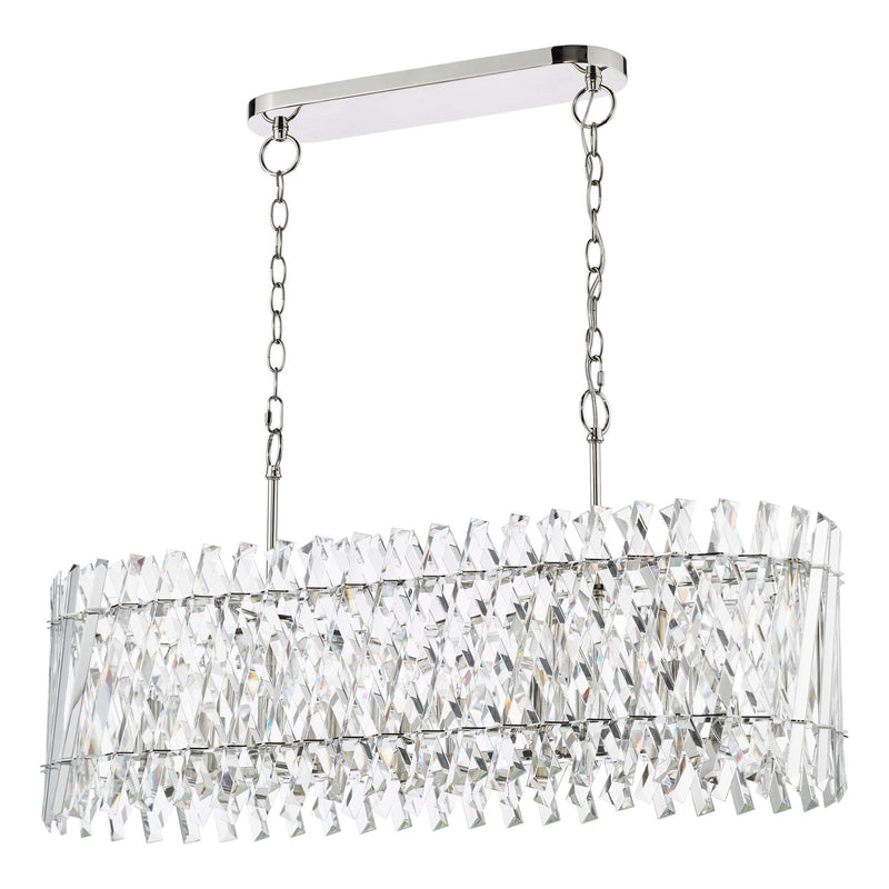 Dar Lighting Entwine 10 Light Bar Pendant Polished Nickel and Crystal • ENT2338