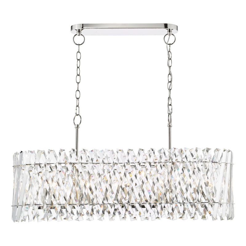 Dar Lighting Entwine 10 Light Bar Pendant Polished Nickel and Crystal • ENT2338
