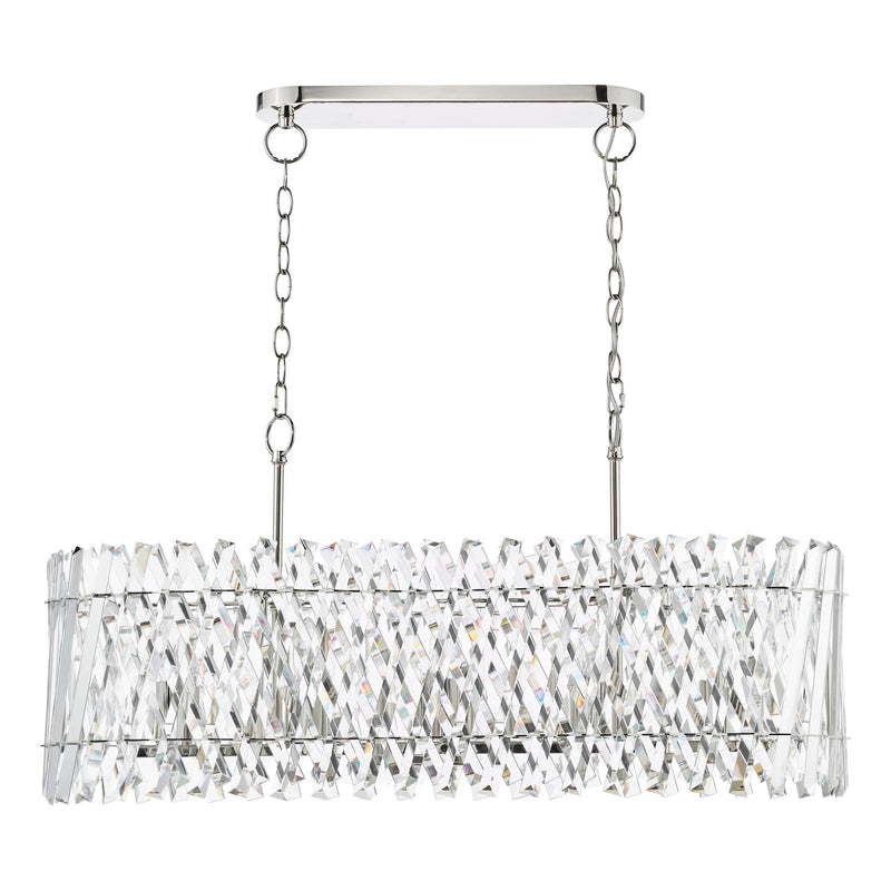 Dar Lighting Entwine 10 Light Bar Pendant Polished Nickel and Crystal • ENT2338