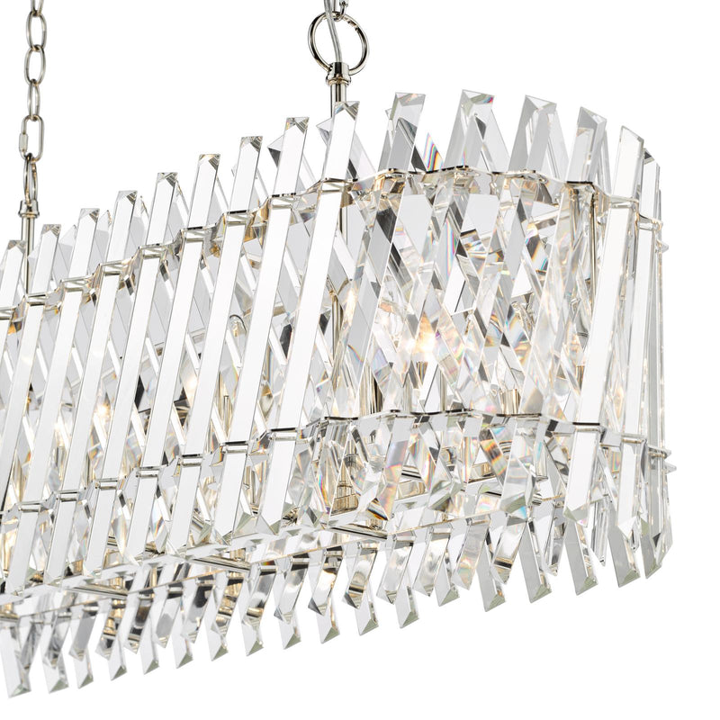 Dar Lighting Entwine 10 Light Bar Pendant Polished Nickel and Crystal • ENT2338