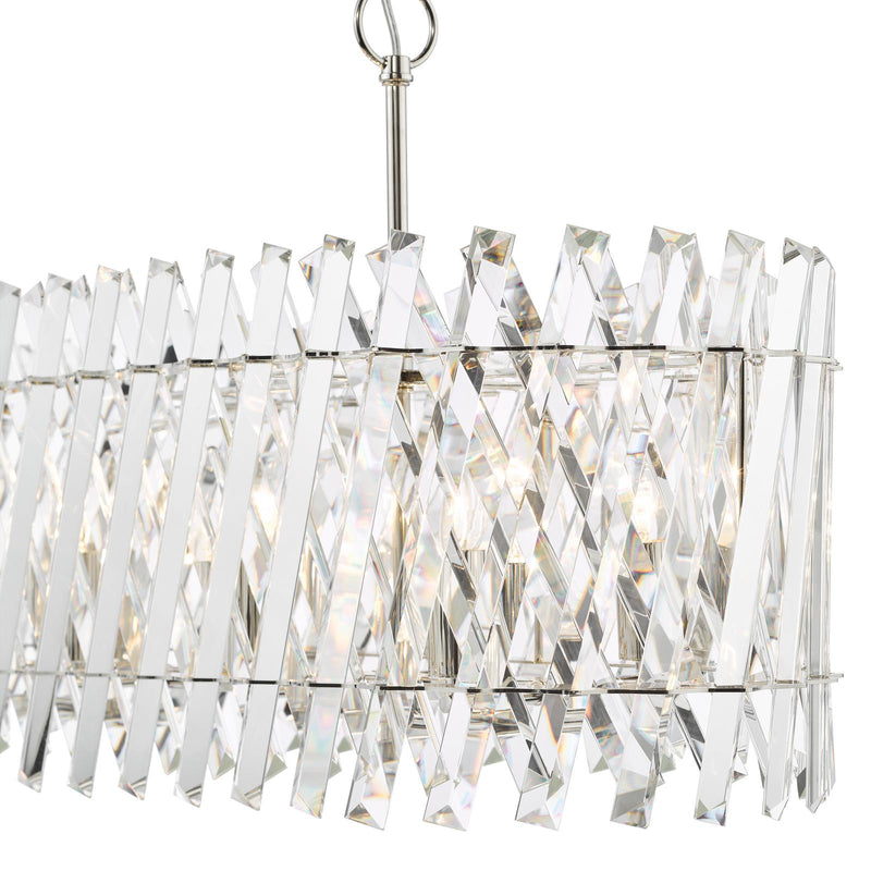 Dar Lighting Entwine 10 Light Bar Pendant Polished Nickel and Crystal • ENT2338
