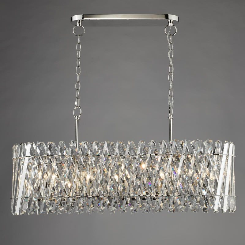 Dar Lighting Entwine 10 Light Bar Pendant Polished Nickel and Crystal • ENT2338